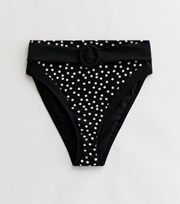 New Look Black Spot Illusion Belted High Waist Bikini Bottoms